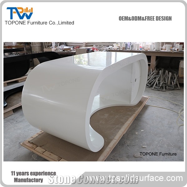 White Artificial Marble Stone Acrylic Solid Surface Executive Office Table Tops Design, Interior Stone Solid Surface Ceo Office Desk Tops Interior Stone Office Furniture Design