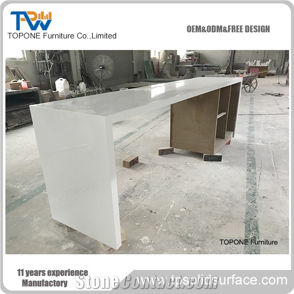 White Artificial Marble Stone Factory Price Long Bar Table Tops Design, Interior Stone Acrylic Solid Surface White Long Bar Table Tops Design, Interior Stone Long Table Furniture