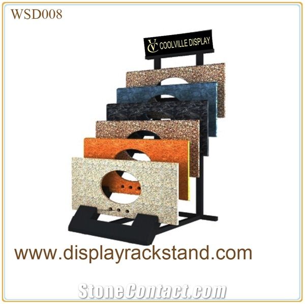 Custom Granite Display Marble Shelf Labradorite Sandstone Travertine Quartz Sample Waterfall Stand Mosaic Ceramic Tile Racks