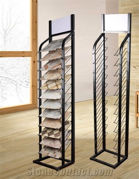 Metal Tile Display Stand Racks White-Onyx Displays Marble-Stairs Display Stand Racks Glass Tile Display Stands