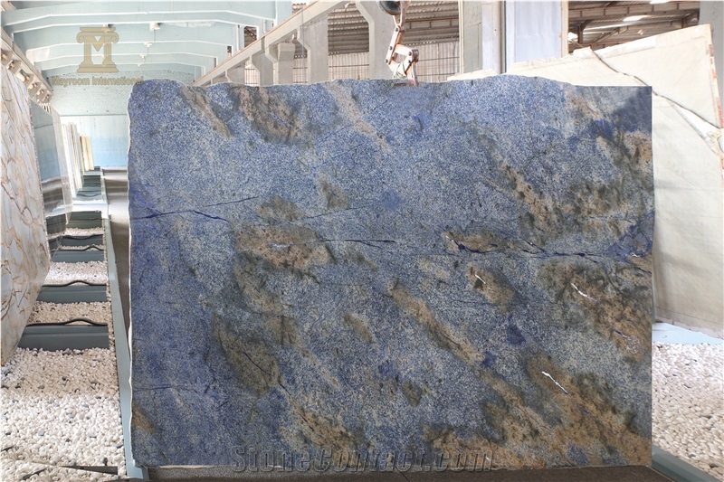 Azul Bahia Granite Slabs/ Brazil Exotic Blue Granite Slabs/ Blue Bahia Granite Slabs for Leather Wall/ Bathroom Wall/ Countertops