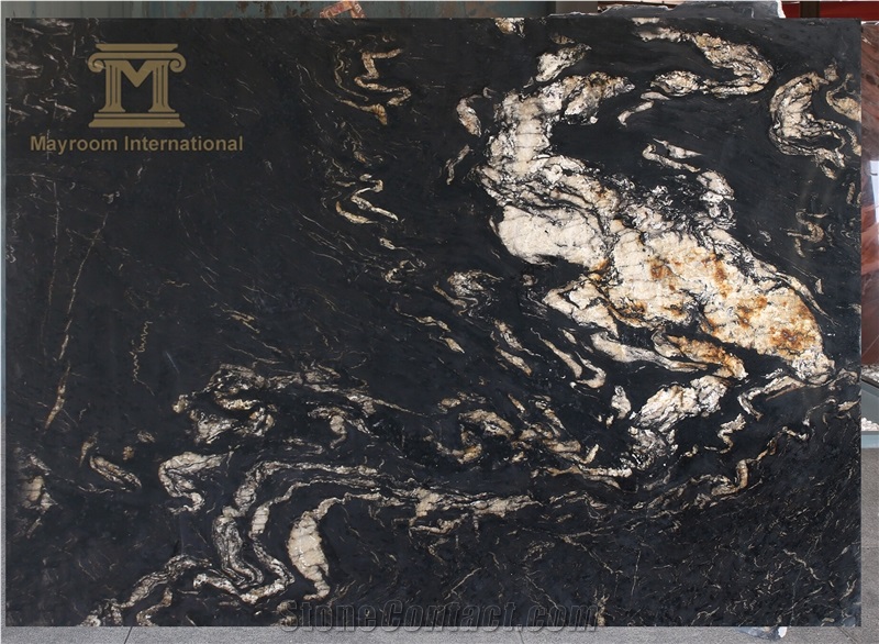 Black Luxury Granite Slabs for Counter Tops and Leather Wall