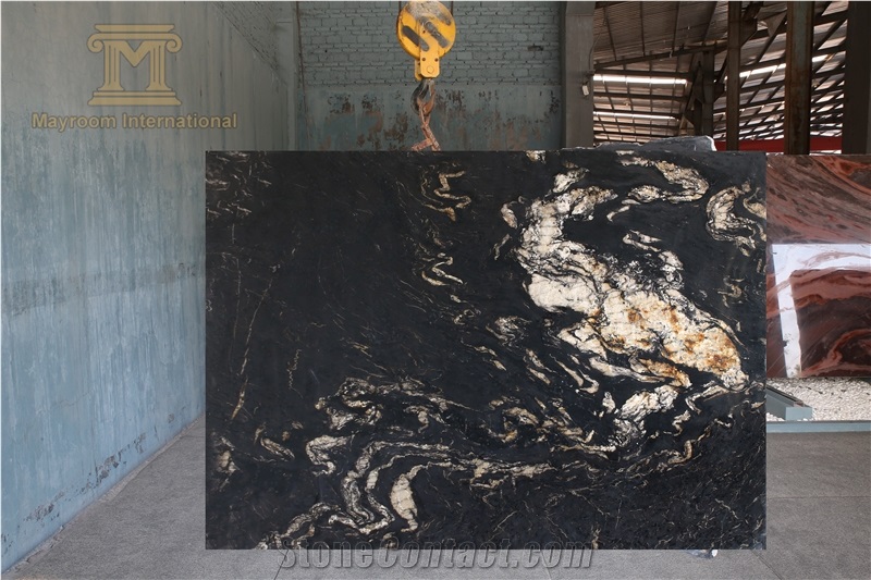 Brazil Titanium Granite Slabs/ Black and Golden Granite Slabs/Black Cosmics Granite/Titanium Slabs for Leather Wall/ Countertops/ Tops/ Flooring