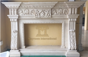 Chinese White Marble Fireplace for Home Decoration