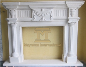 Chinese White Sand Marble, Chinese White Marble, Chinese Sand White Fireplace with Good Design