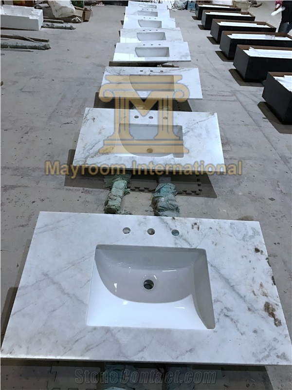 Customized White Marble Bathroom Countertops/ Vanity Tops/ Counter Tops