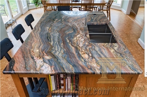 Fusion Red Tops/Fusion Quartzite Countertop/Silk Road Countertop /Multicolor Brazil Fusion Quartzite Kitchen Countertops