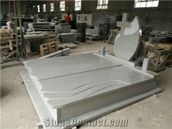 G603 White Sesame Granite Western European and Poland Style Double Tombstones Bed Competitive Prices