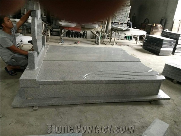G603 White Sesame Granite Western European and Poland Style Double Tombstones Bed Competitive Prices