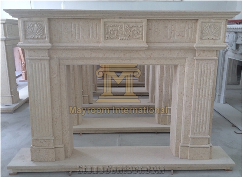 Simple Egyptian Marble/ Egyptian Beige Stone/ Sahama Marble Fireplace for Home Decoration