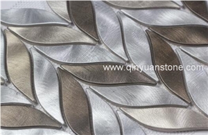 Alumnium Leaf Metal Mosaic Tiles Home Decor Metal Mosaics Creative Popular Style Mosaic Tiles
