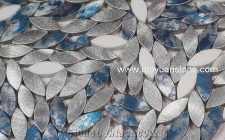 Flower Pestals Metal Mosaic Tiles Home Decor Wall Tiles Metal Mosaic Mixed Marble Mosaic Tiles Uv Print