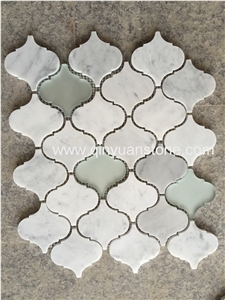 Glass Mosaic Mixed Marble Mosaic Wall Tiles Mosaic Patten Lantern Style Mosaic Tiles White Marble