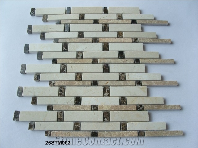 Long Strip Marble Mosaic Tiles Bathroom Wall Tiles Liner Tiles
