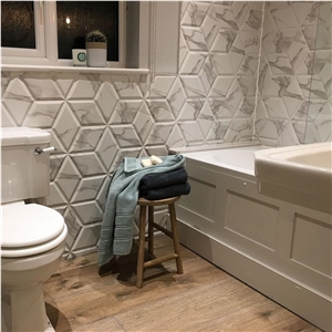 Porcelain Decorative Marble Hexagon Tiles and Wood Effect Tiles for the Bathroom