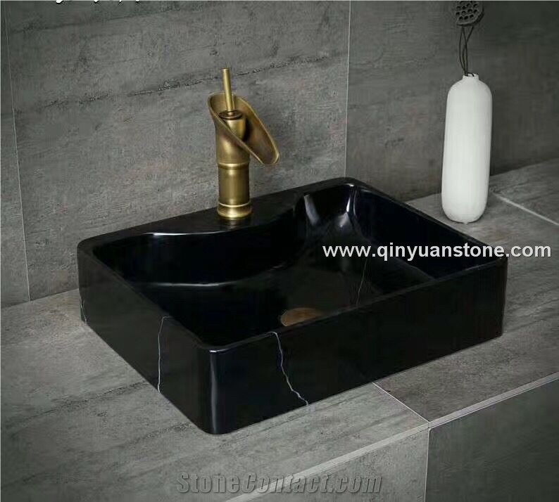 Rectangle Sinks Bathroom Wash Basins Nero Black Marble Sinks Vanity Sinks