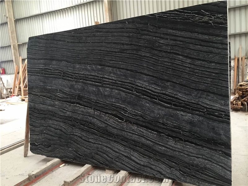 Marble Slabs & Tiles- Chinese Polished Black Forest / Antique Wood