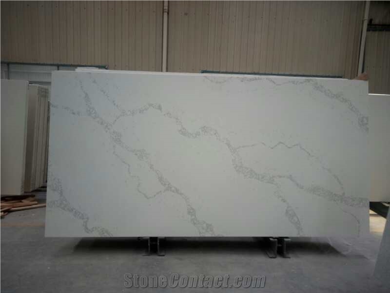 Calacatta Nuvo Marble Ot 0104 Look Quartz Stone Slab for Kitchen Top and Vanity