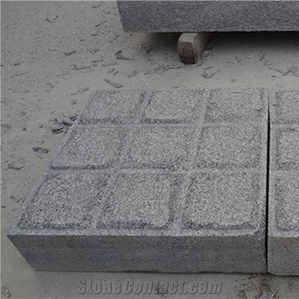 Shandong Grey Granite G343 Grooved Flamed Pavers Sesame Grey Road Stone Walkway Pavers Garden Stepping Pavements