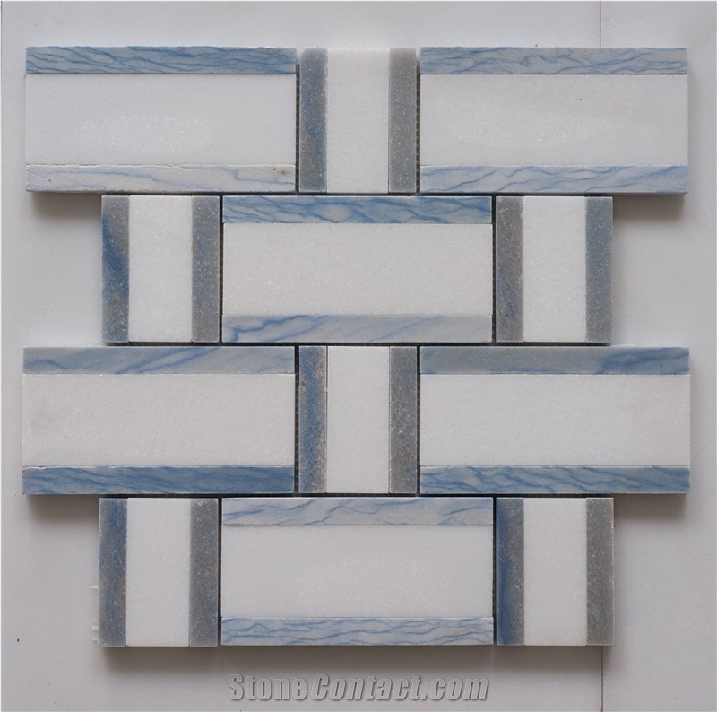 Azul Imperial,Azul Macaubas, Blue Quartzite, Azul Macaubas Blue Brick Mosaic Tile