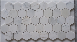 Carrara White, Calacatta Gold,Thassos White,Italy White Marble , China White Marble , Hexagon Mosaic ,Wall Mosaic, Floor Mosaic, Mosaic Pattern,