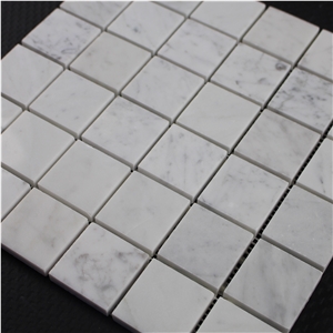 Carrara White Marble Mosaic Tile 48x48,Beveled Pillowed Mesh-Mosaic Marble Tile,Bianco Carrara Mosaic