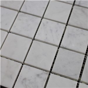 Carrara White Marble Mosaic Tile 48x48,Beveled Pillowed Mesh-Mosaic Marble Tile,Bianco Carrara Mosaic