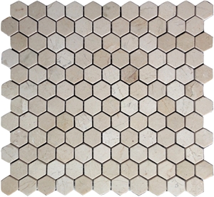 Crema Marfil Marble 1" Hexagon Mosaic Tile,Spanish Crema Marfil Mosaic,Crema Marfil , Beige Marble Mosaic, Cream Marble Mosaic,Crema Marfil,Spain Crema Marfil,Floor Mosaic ,