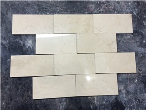 Crema Marfil Polished 3x9" Subway Floor and Wall Marble Tile,Crema Marfil Tile, Beige Marble Tile,Crema Marfil