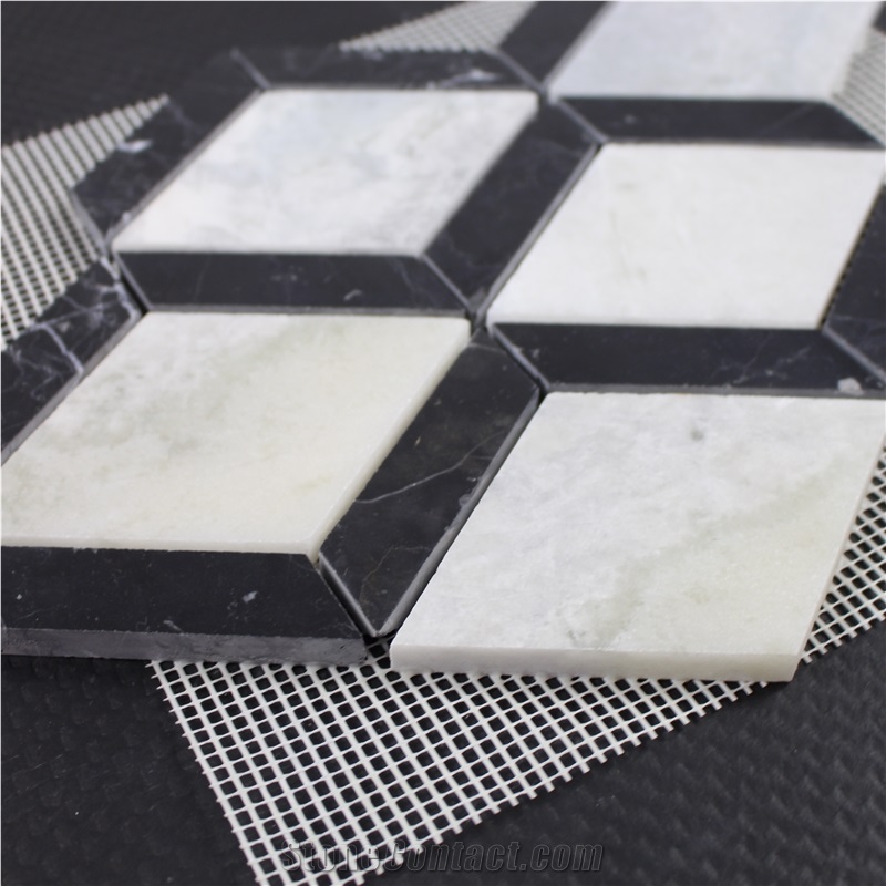 New Design Mosaic, Nero Marquina Mosaic Tile , Chinese White Marble Mosaic Tile