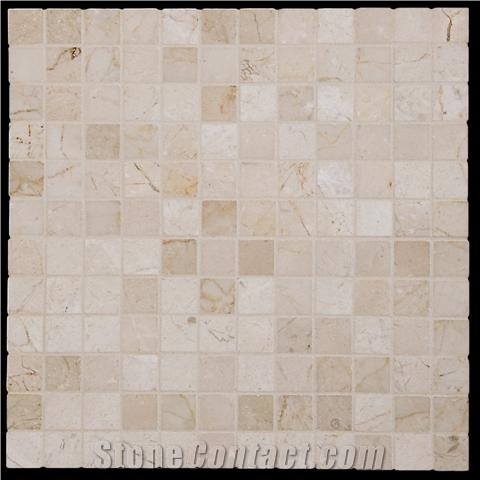 Spain Crema Marfil, Spain Beige Crema Marfil Square Mosaic Tile,Beige Marble Mosaic,China Marble,Classic Crema Marfil Mosaic,Polished Mosaic,Split Mosaic