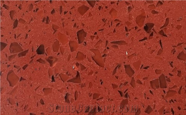 Sparkle Red Quartz Stone For Kitchen Countertops Counter Tops