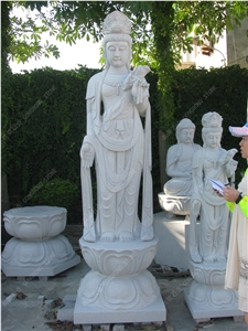 White Granite Guan Yin Sculpture, Religious Statues