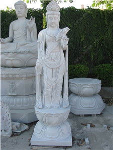 White Granite Guan Yin Sculpture, Religious Statues