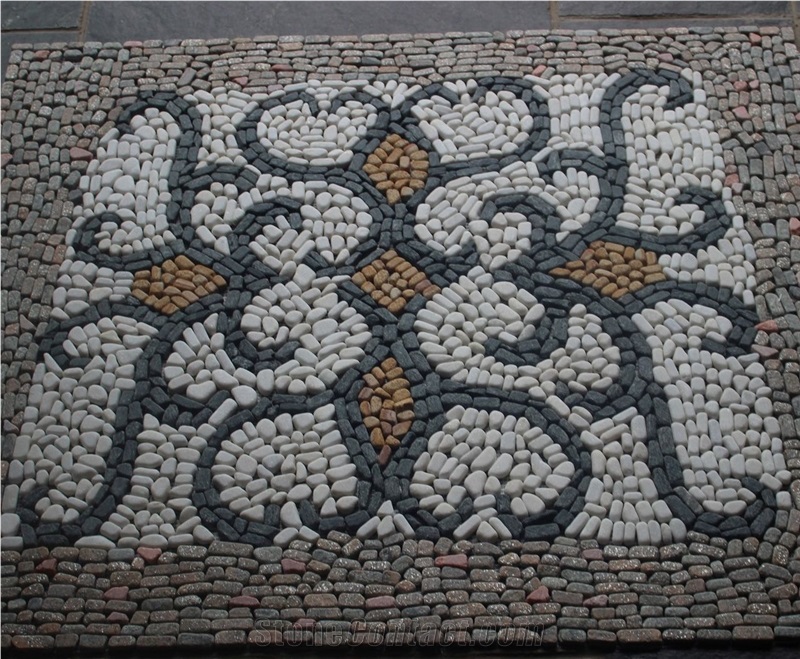 Stone Flooring Mosaic Flower Patterns with Mesh Back