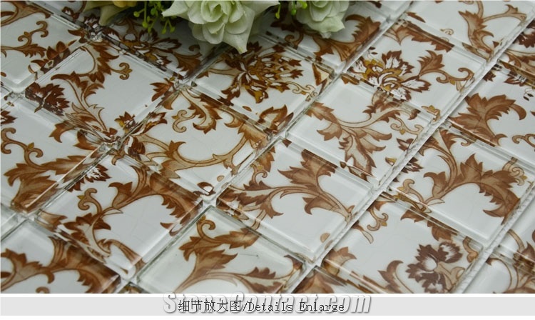 Brown Flower Glass Mosaic