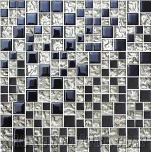 No883 Glass Black Slivery Mosaic