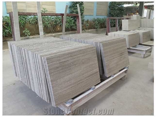Factory Supplier China Grey Wood Polished Slab&Tile Thin Tile Natural Marble Cut to Size