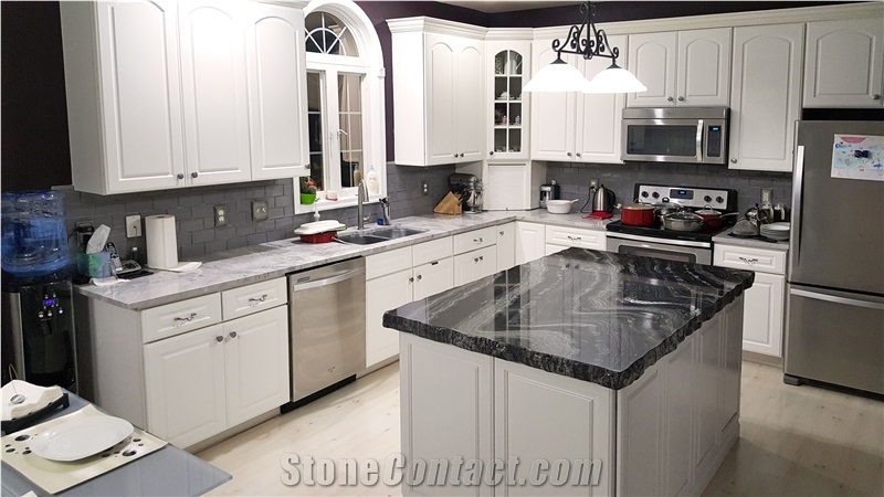 Black Gold Marble Island Top