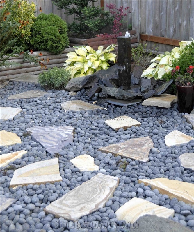 Indonesia Natural Stones Black Lava Pebble for Landscaping and Firepit