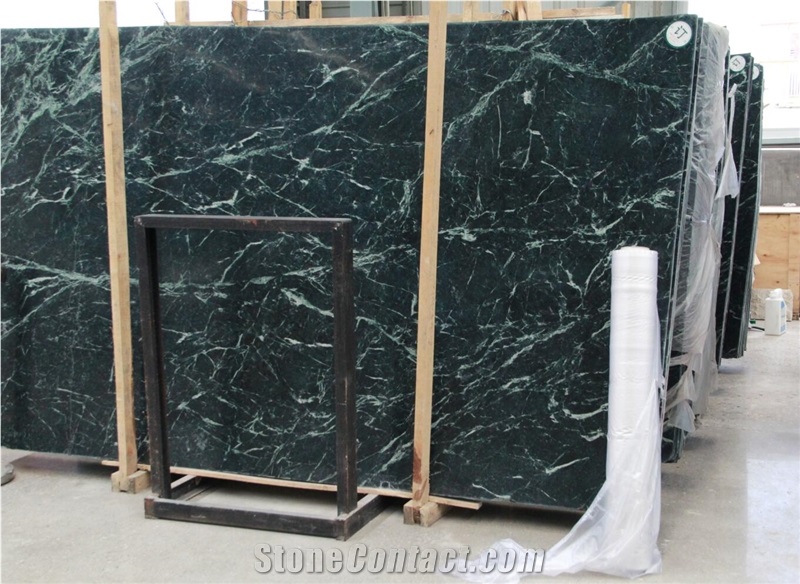 Big Flower Green Empress Green Pengzhou Marble Slab For Tile