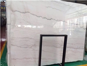 China Guanxi White Marble Guangxi Bai Slab Bookmatched Wall
