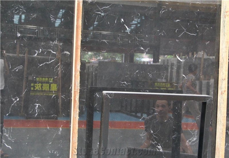 China Nero Black Marble Big Polished Slab For Hotel Project Floor