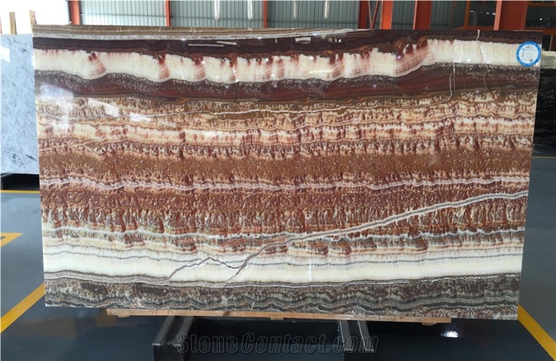 Picasso Red Onyx 1.8Cm Big Polished Slab For Wall Floor Tile