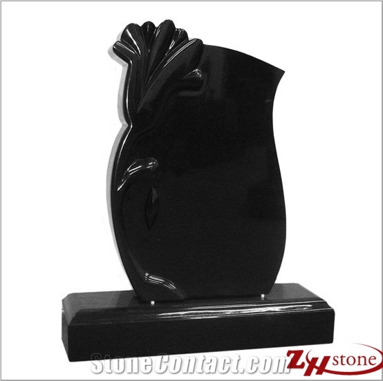 Good Quality Slant Style with Ovel Top Absolute Black/ Shanxi Black/ China Black Granite Tombstone Design/ Monument Design/ Western Style Monuments/ Upright Monuments/ Headstones