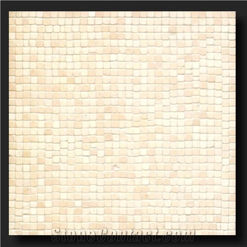 Biancone Apricena Artistic Mosaic Glossy Tiles- 30x30 Cm, 1x1 cm Leak-Free Kitchens on Fiberglass Mesh