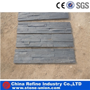 Black Slate Stone Veneer, Jiangxi Black Slate Wall Stone, Black Slate Stacked Stone Veneer,Pure Culture Stone for Wall ,Shape Splitface Slate
