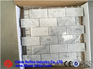 Customized Carrara White Marble Mosaic Wall Tile,Polished Floor Mosaic