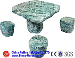 Green Flower Marble Table and Bench,Garden Table Sets,Garden Bench