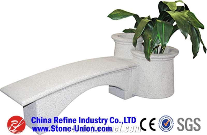 High Polished White Granite Modern China Garden Bench, Outdoor Bench, Park Bench